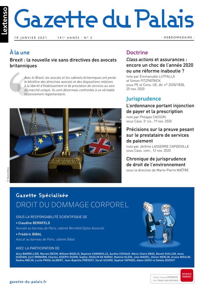 CHRONIQUE DE JURISPRUDENCE DE DROIT DE L’ENVIRONNEMENT -LA GAZETTE DU PALAIS