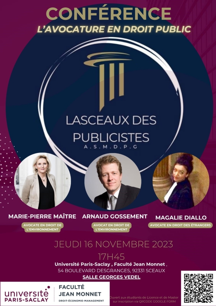 [Conférence] La conférence de l'avocature en droit public 16 novembre Faculté Jean Monnet