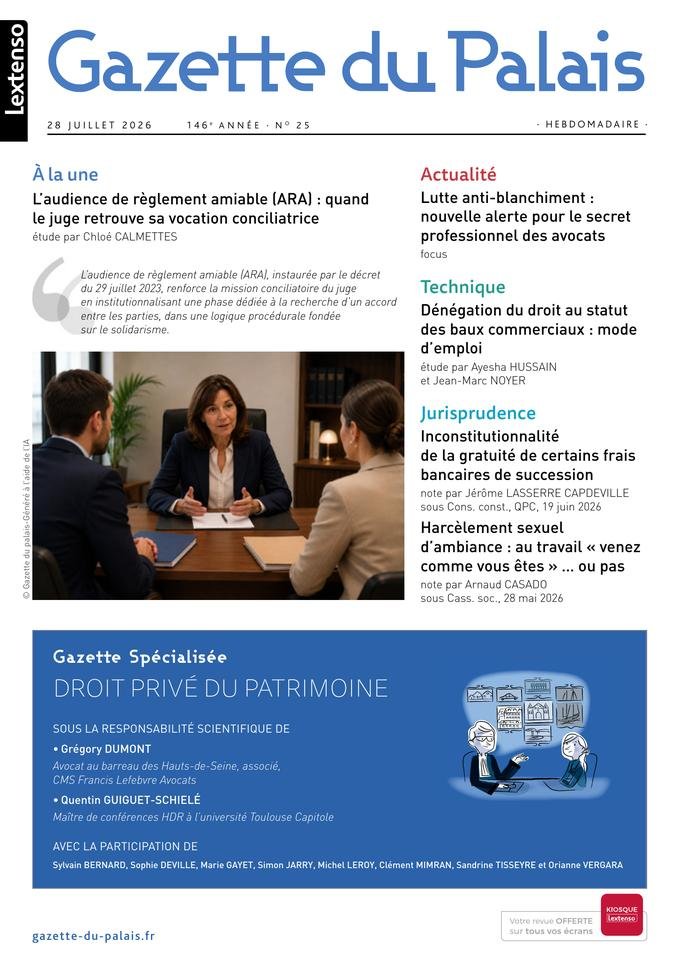 [Chronique de jurisprudence droit de l'environnement] La Gazette du Palais 28 juillet 2026 n°25