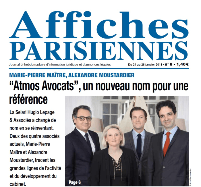 « ATMOS AVOCATS », UN NOUVEAU NOM POUR UNE NOUVELLE RÉFÉRENCE